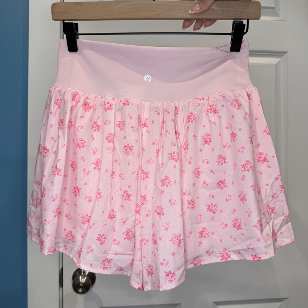 AS Revival Ballerina Pink Floral V-Waist Flowy Athletic Shorts Size XL - Picture 4 of 7